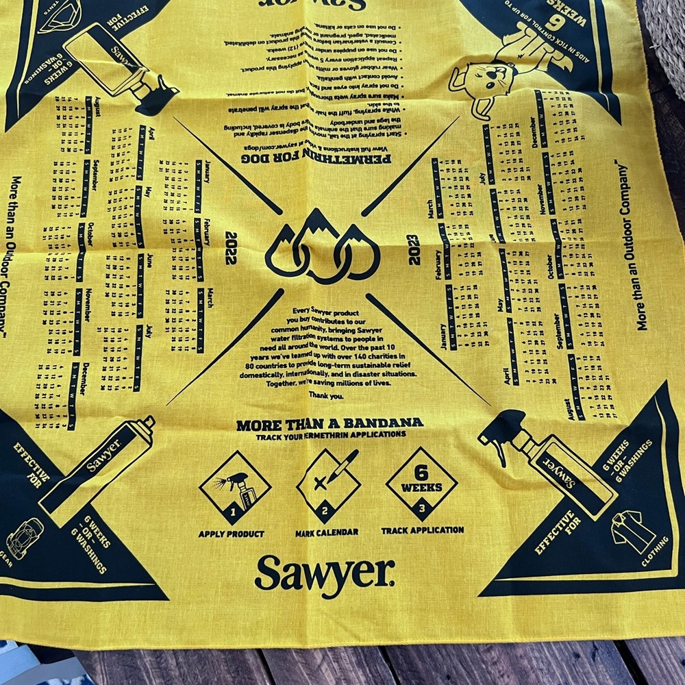 NEW 22" Sawyer Yellow 2022-2023 Bandana w/Black Print NEW Never Used Adult / Dog